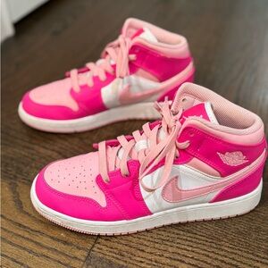 Light Pink/Hot Pink Nike Air Jordan high-tops - Size 5 1/2